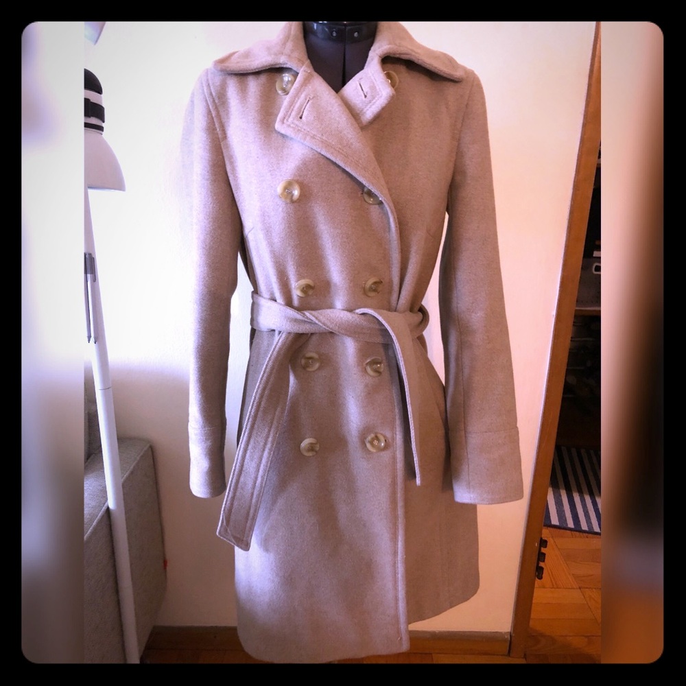 Calvin Klein Camel Belted Wool Trench Coat 2